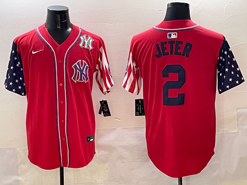 Men New York Yankees #2 Jeter Red a generation of national flags Jointly Name 2025 Nike MLB Jersey style 8->new york yankees->MLB Jersey
